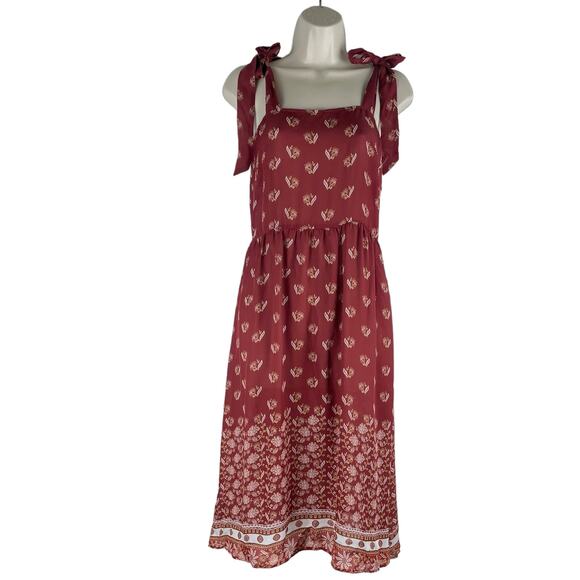 Tucker NYC Silk Shoulder Tie Camisole Sun Dress Clay Orange Size S - Picture 3 of 10